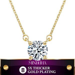 Yellow Gold 18in +3in Extension Crystal Solitaire Pendant Necklace for Women